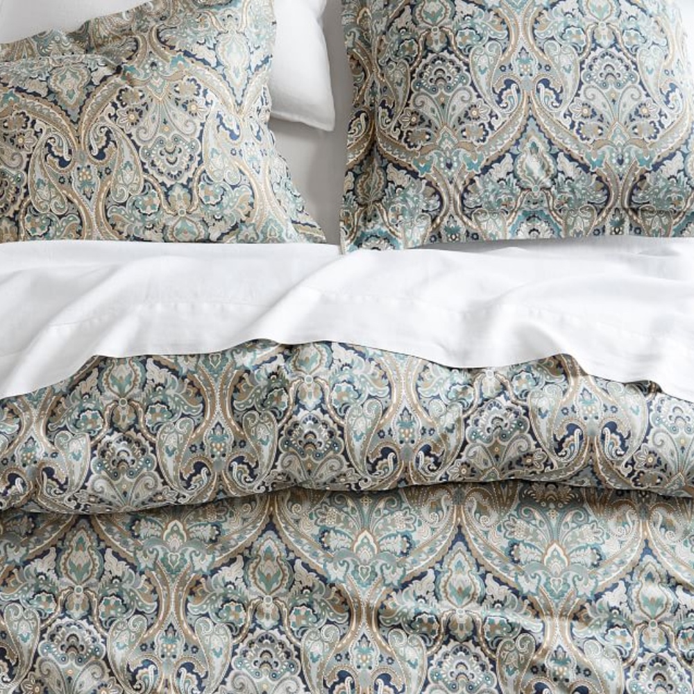 Pottery Barn Mackenna Paisley Percale Duvet Cover